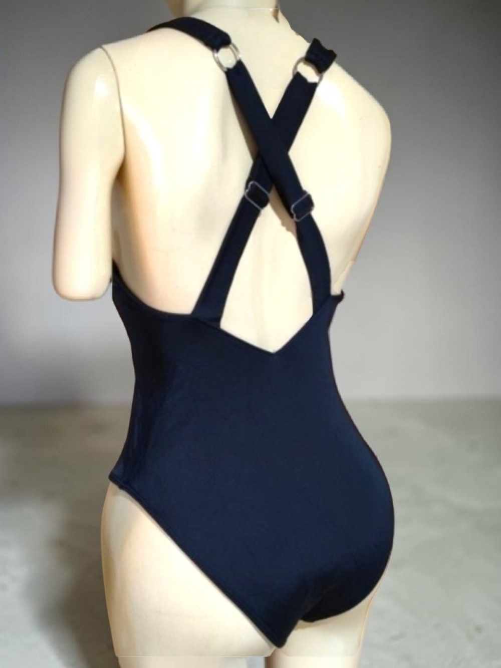 LA HEARTS - Large Black One-Piece Swimsuit with Silver Eyelet Trim - Picture 3 of 8
